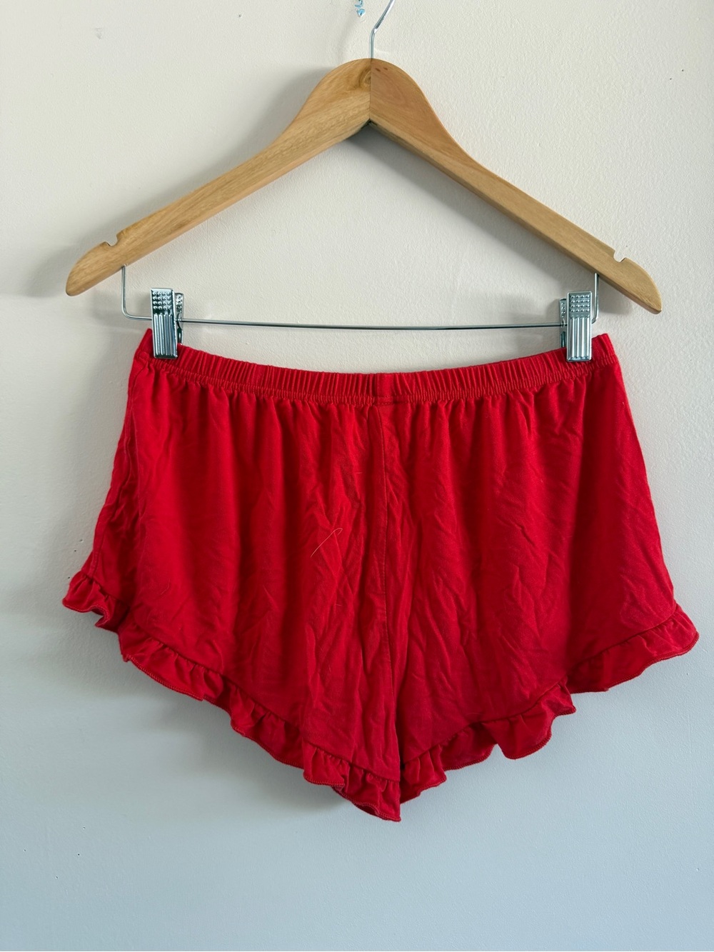 Red Ruffled Sleep Shorts - Picture 2 of 4